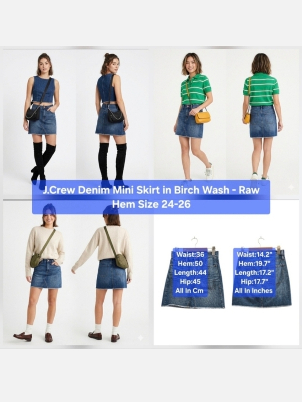J.Crew Denim Mini Skirt in Birch Wash - Raw Hem Size 24-26